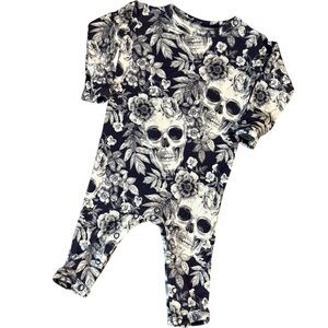 Little Bum Bums Floral Skull Bamboo Romper 0–3M Long Sleeve